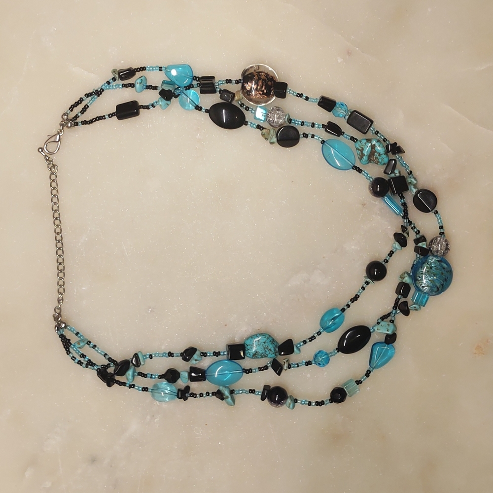 BOGO! Turquoise Colorful 3 Strand Beaded Necklace